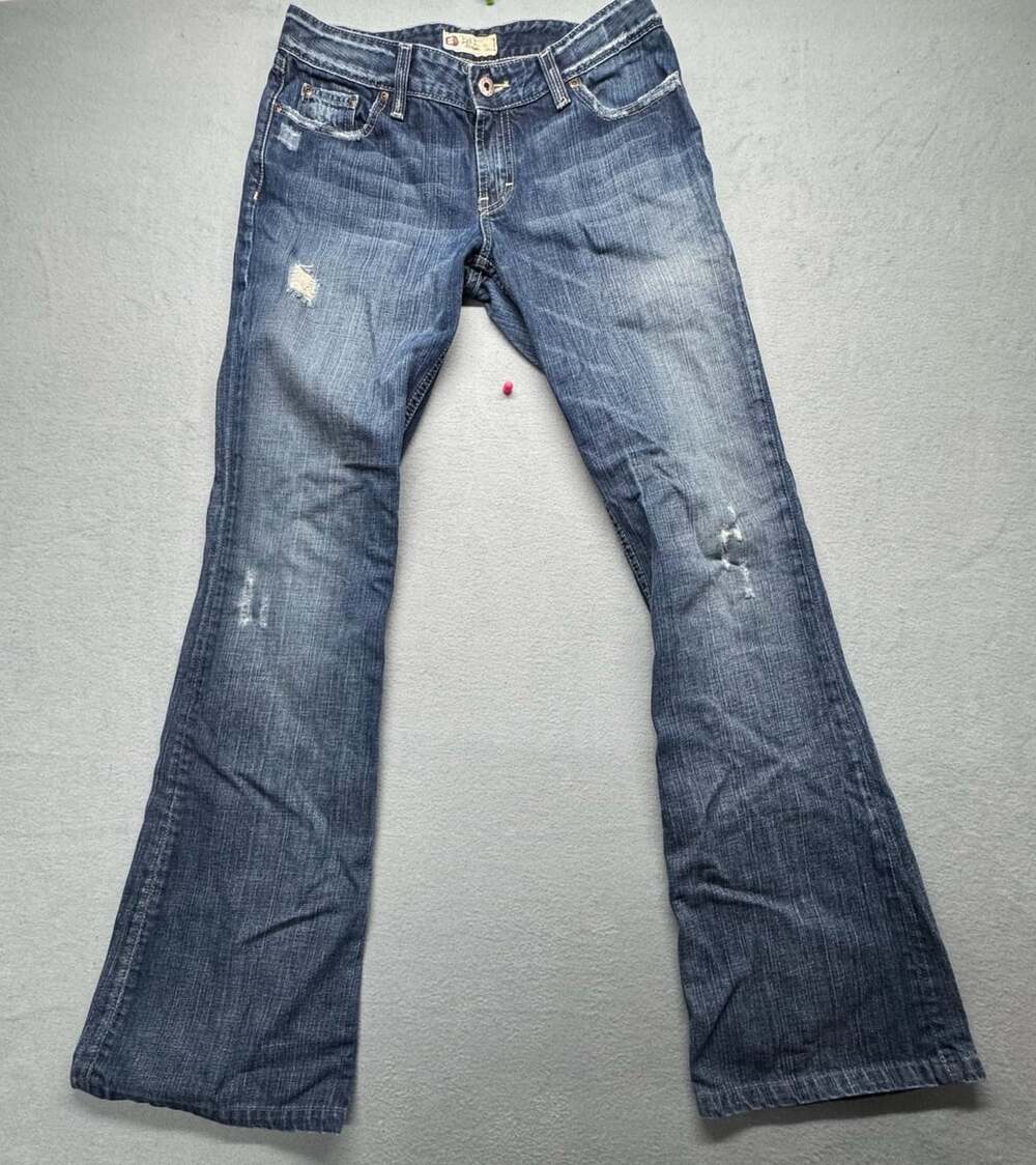 Bke Denim Distressed Jeans Size 30 X 35.5 Dark Wash Cotton Blue